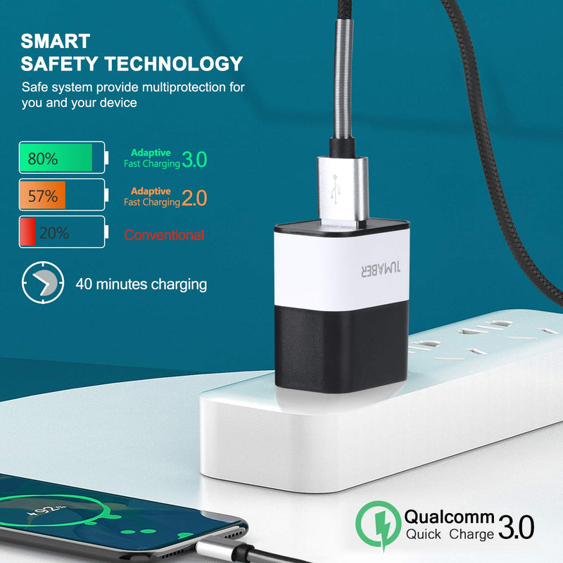 [Australia - AusPower] - Adaptive Fast Charging Wall Charger Kit with USB Type C Cable for Samsung Galaxy A51/A20/A10/S10/S9/S8,6 Foot Nylon Braided USB-C to USB-A Cord 