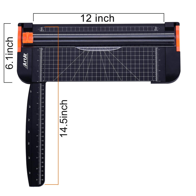 [Australia - AusPower] - ArtAt A4 Paper Cutter Guillotine:12 Inch Straight Cutting Paper Trimmer Scrapbooking Tool with Automatic Security Blades for Cut Craft Paper Card Coupon Vinyl Label and Photo Side Ruler Guillotine 