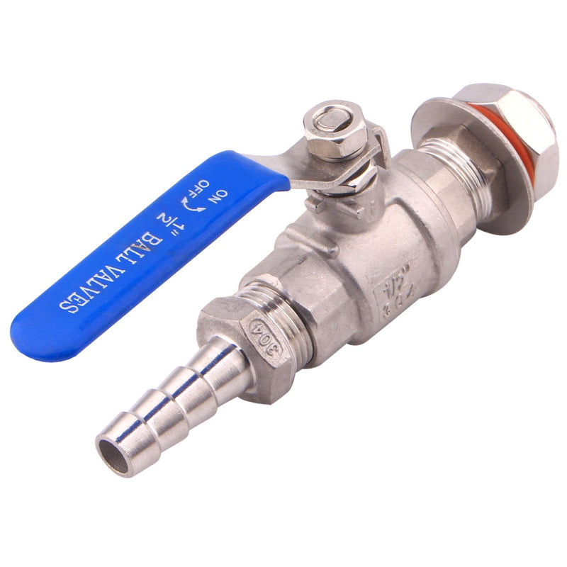 [Australia - AusPower] - DERNORD 2 Packs 1/2 Inch Weldless Ball Valve Stainless Steel 304 Bulkhead For Home Brew Kettle (1/2" NPT to 1/2" Barb Hose) 1/2" NPT to 1/2" Barb Hose 