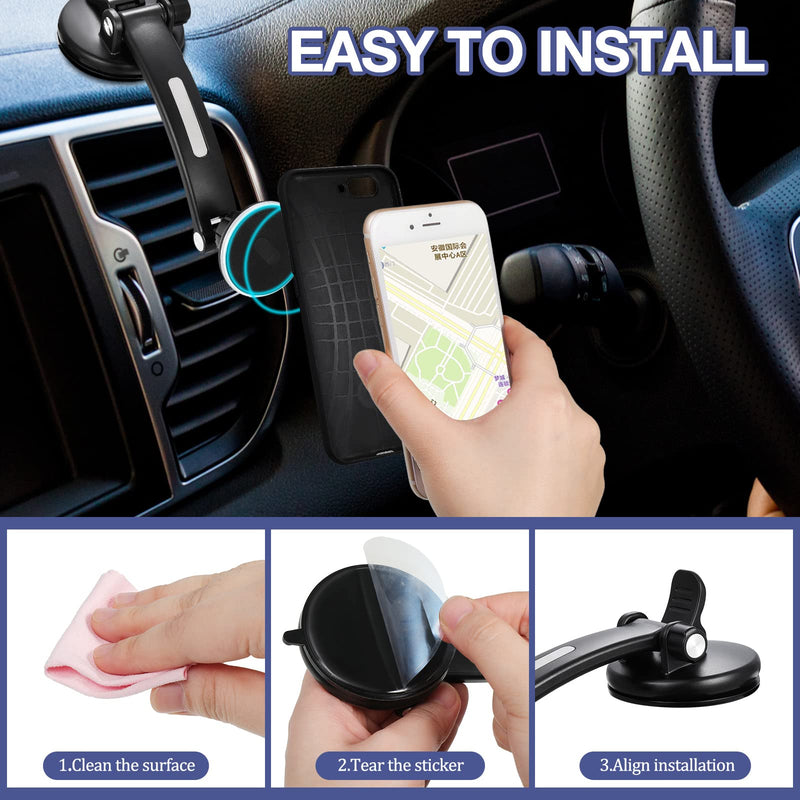 [Australia - AusPower] - 2 Pack Magnetic Phone Holder for Car Dashboard Windshield Upgraded Suction Cup Car Phone Holder Mount Fit for All Cell Phone Handsfree Cell Phone Automobile Cradles 