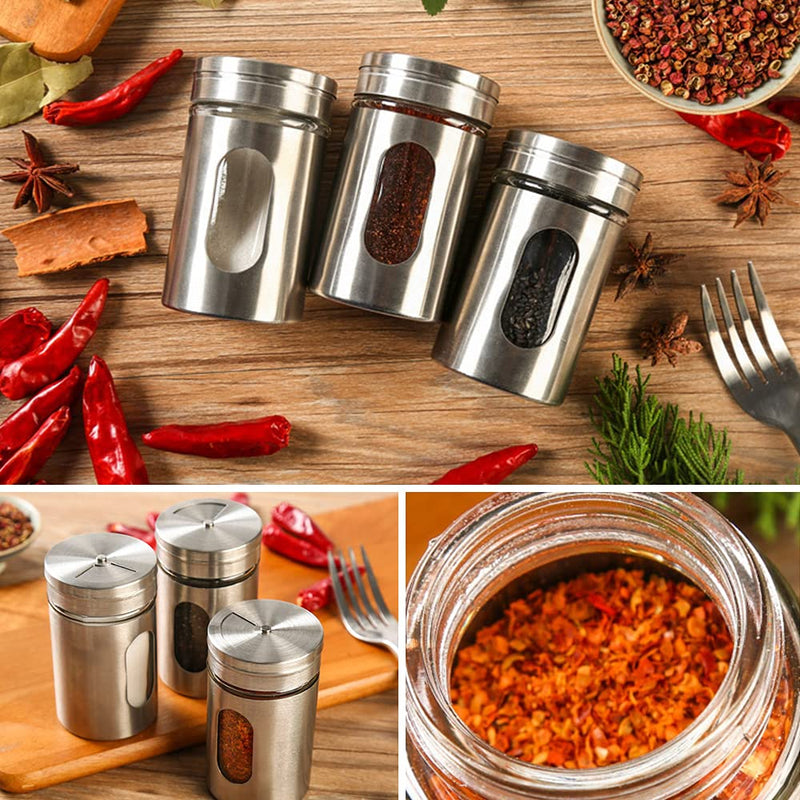 [Australia - AusPower] - 1 Pack Large Salt Shaker with 3 Adjustable Pour Holes - 4.3×2.7 Inch Salt Shaker with Stainless Steel Outer Layer and Internal Thick and Durable Glass for Granular Seasoning Large-1 Pack 