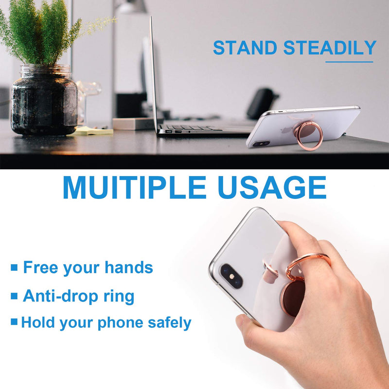 [Australia - AusPower] - Rngeo Finger Ring Stand & Magnetic Mount Set, Pack of 4 Universal Thin 360 Degree Rotation Phone Rings & Air Vent Cell Phone Holder for Car, Compatible with All iPhone & Android Smartphones 