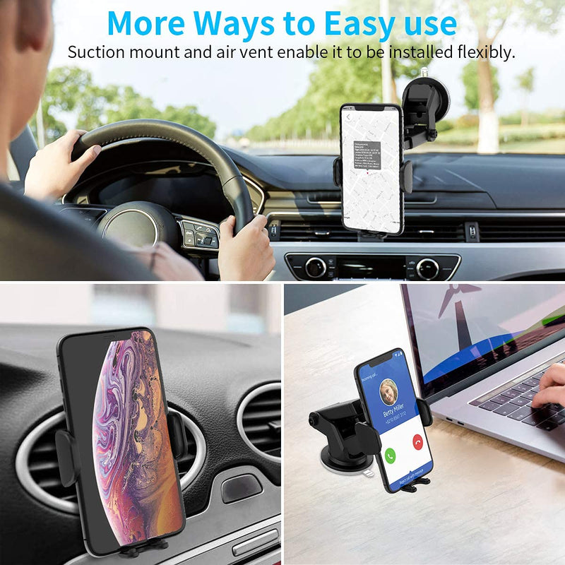 [Australia - AusPower] - KKUYI Wireless Car Charger, 15W Qi Fast Charging, Air Vent Phone Holder, Car Mount for iPhone13/12/11/11Pro/11Pro Max/XS/XR/X/8/8+, Samsung S10/S10+/S9/S9+/S8/S8+ 