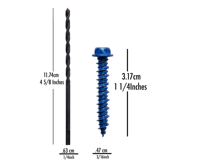 [Australia - AusPower] - Wej-It Wej-Con Concrete Screws 100 Pack - Drill Bit Included - Carbon Steel Corrosion Resistant for Indoor Outdoor Home/Office Improvement (Hex Washer Head with Slotted Drive (3/16 x 1-1/4) 
