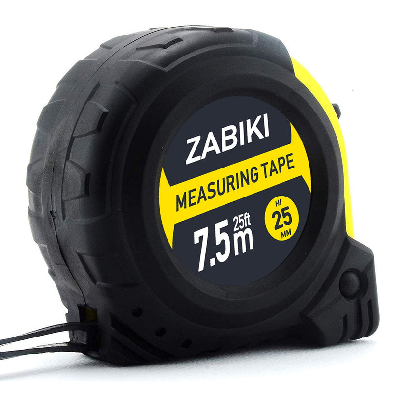 [Australia - AusPower] - Zabiki Measuring Tape Measure, 25 Ft Decimal Retractable Dual Side Ruler with Metric and Inches, Easy to Read, for Surveyors, Engineers and Electricians, with Magnetic Tip and Rubber Protective Casing 1 