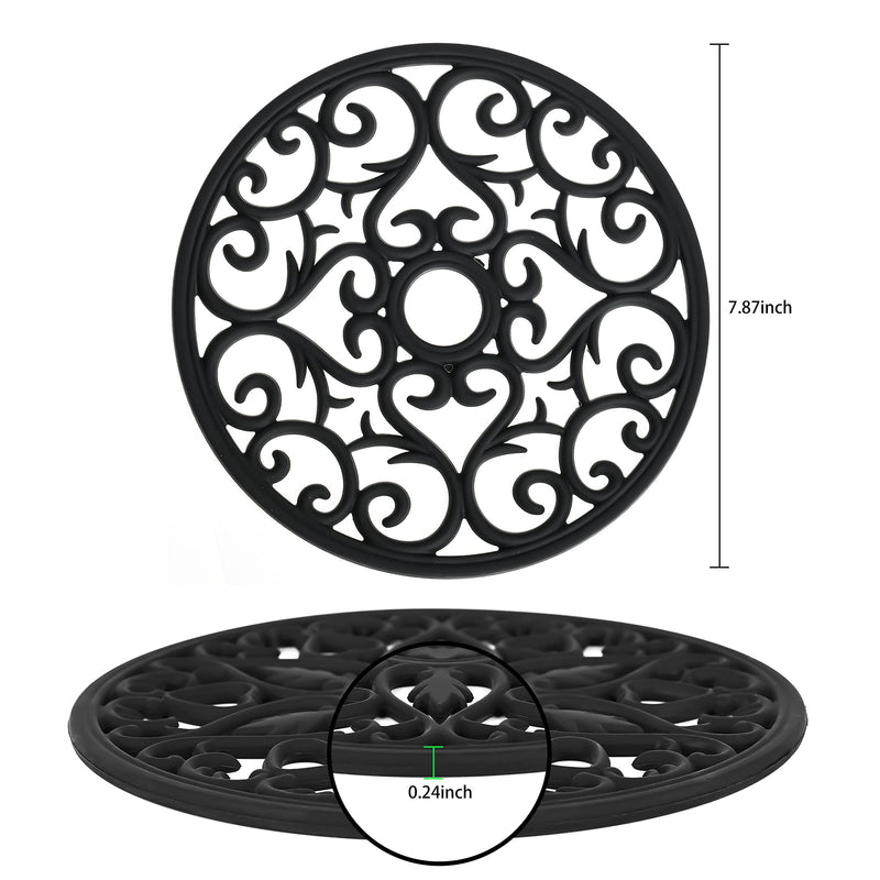 [Australia - AusPower] - Smitchraft Trivets for Hot Pots and Pans, Silicone Mats Kitchen, Silicone Trivet Mat, Hot Pads for Table, Silicone Table Pad, Multi-use Intricately Carved Heat Resistant Mat Set of 3 Black A: Black 