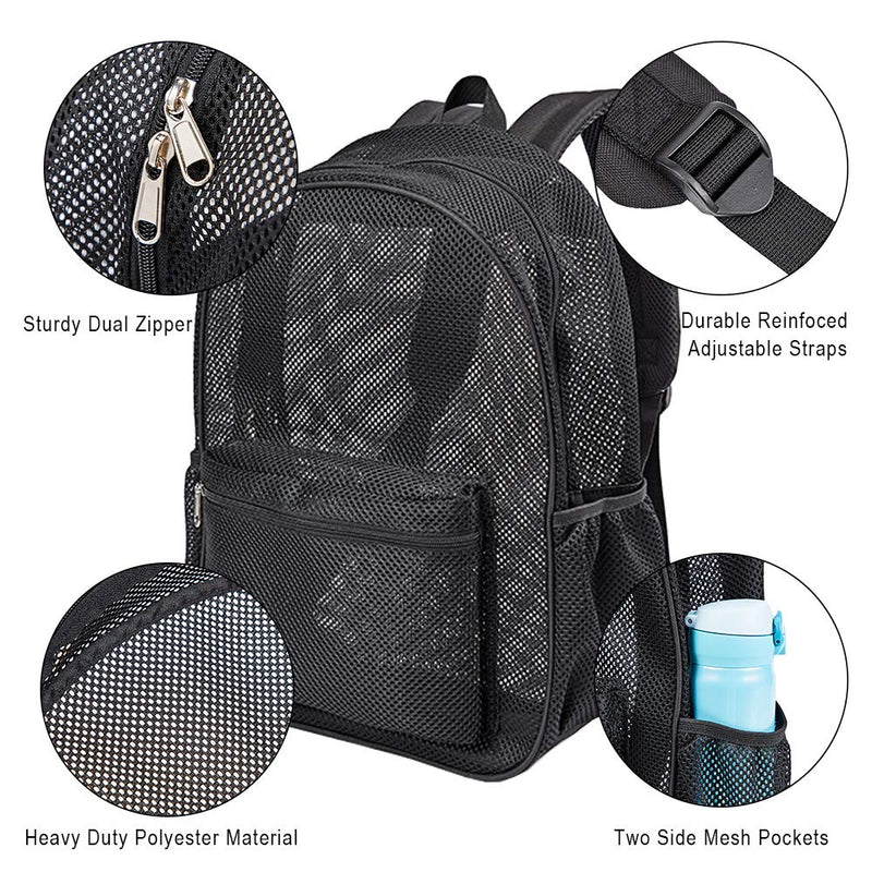 [Australia - AusPower] - Heavy Duty Mesh Backpack, See Through College Student Backpack with Padded Shoulder Straps for Commuting, Swimming, Travel, Beach, Outdoor Sports 