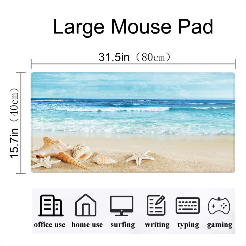 [Australia - AusPower] - Large Gaming Mouse Pad Extended Mousepad Computer Keyboard Mouse Mat Desk Pad for Home Office Gaming Work (Beach) Beach 