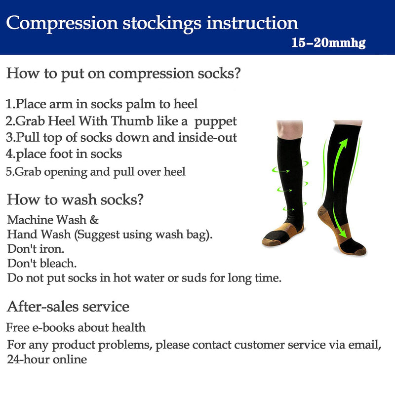 [Australia - AusPower] - Graduated Medical Copper Compression Socks for Men & Women Circulation 8 Pairs 15-20mmHg - Best for Running Athletic Cycling Small-Medium 01 Black 