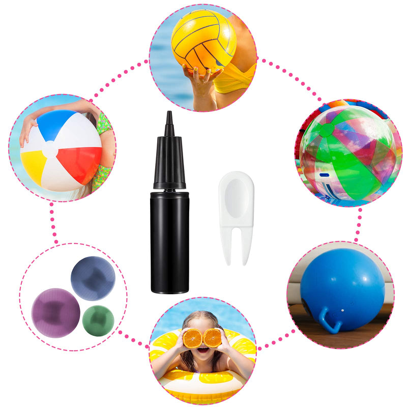 [Australia - AusPower] - Exercise Ball Hand Pump Fitness Yoga Ball Air Pump Ball Inflator Pump with 2 Pieces Exercise Ball Plug Removers and 10 Pieces Exercise Ball Air Plugs Pin Air Stoppers Adapter Kit for Balls (Black) 