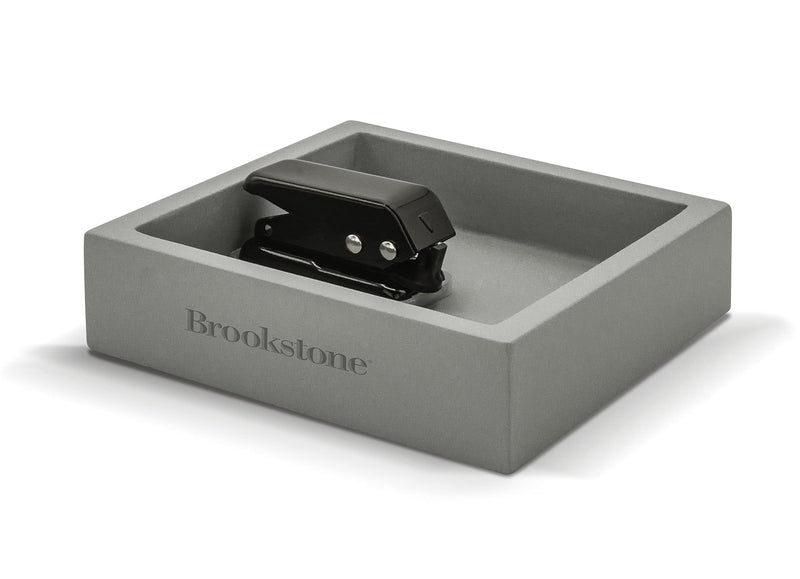 [Australia - AusPower] - Brookstone BKH8026, Concrete Desktop Tray Organizer, Decorative Modern Storage Solution for Spare Change, Keys, Small Office Stationery, 4.75” x 1.25”, Gray 