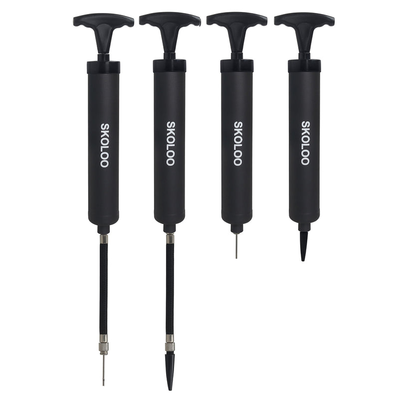 [Australia - AusPower] - Skoloo 10" Portable Hand Air Ball Pump Inflator Kit with Needle, Nozzle, Extension Hose for Soccer Basketball Football Volleyball Water Polo Rugby Exercise Sports Ball Balloon Swim Inflatables 2 Black 