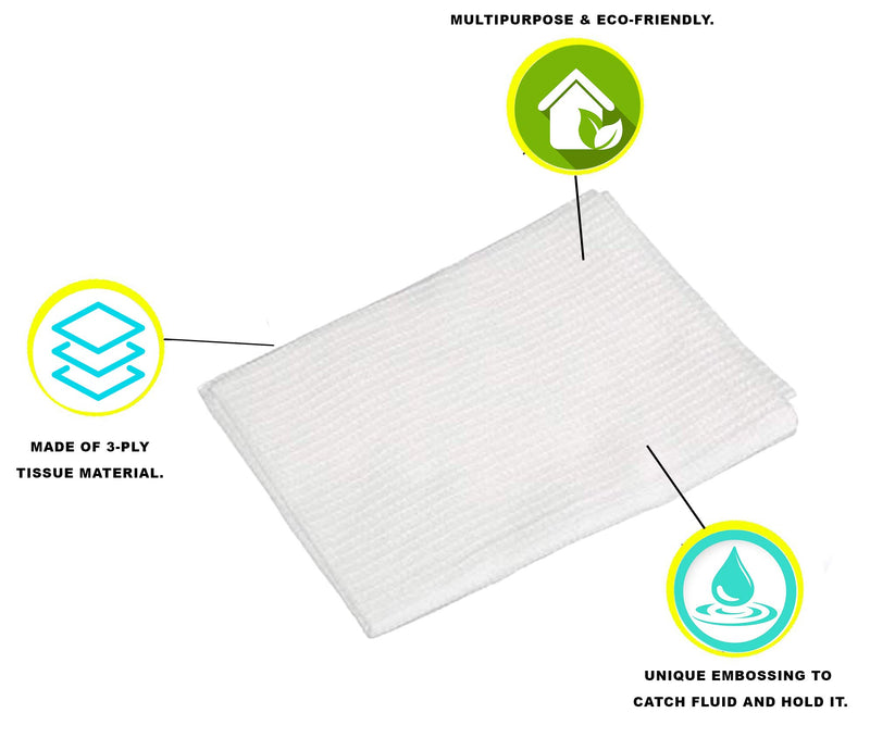 [Australia - AusPower] - AMZ Medical Supply Disposable Towels 13" x 19". Pack of 10 White Tissue Towels 3-ply. Waffle Bath Towels. Waffle Hand Towels. Multipurpose Eco Friendly Tray Covers. Folded to 5" x 7" 