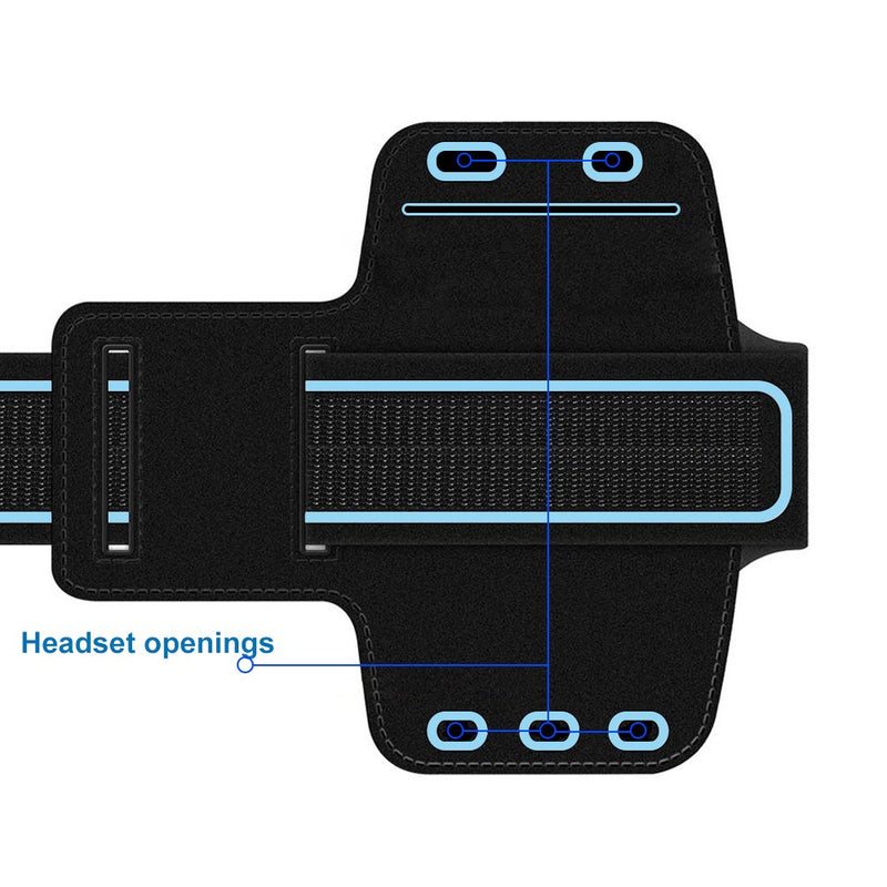 [Australia - AusPower] - MMOBIEL Sportband Compatible with Samsung S7 Edge / S7 / S6 Edge / S6 / S5 / S4 (Black) Neoprene Stretchable Reflective Arm Slots Black 