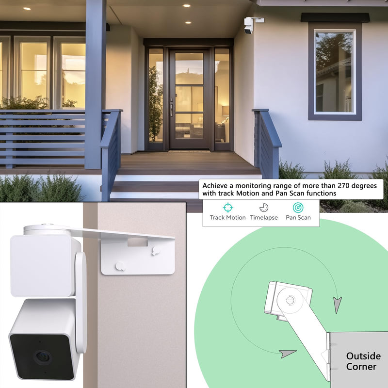 [Australia - AusPower] - Zwolf Outside Corner Wall Mount Bracket for Wyze Cam Pan V3, Make Cam Pan V3 Cover Both Sides of The House 270 Degrees, Maximizing Coverage Reduce Blind Spots (Pack of 1, White) Pack of 1 