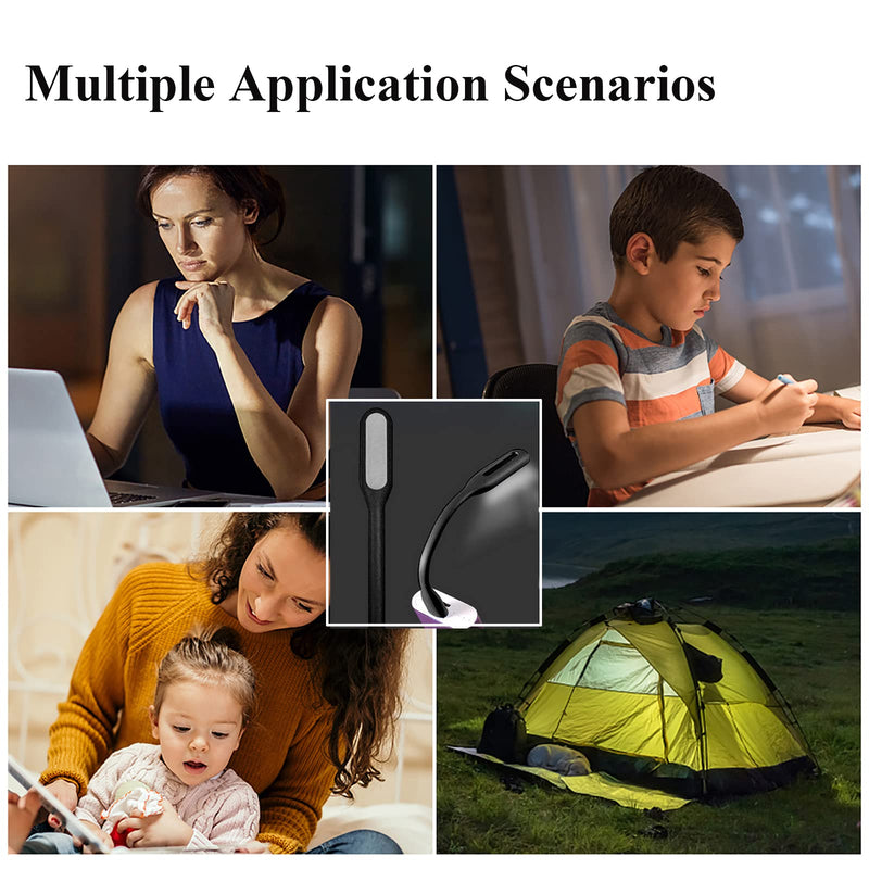 [Australia - AusPower] - Soseelnee Mini Flexible Light, Portable USB Led Reading Night Lamp for PC Laptop Computer Notebook Power Bank - 2 Pack (Black) Black 