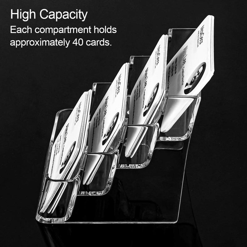 [Australia - AusPower] - MaxGear Clear Business Card Holder 4 Pocket Business Card Display, Business Card Stand for Desk or Counter with 4 Tier, 160 Card Capacity, 2 Pack 