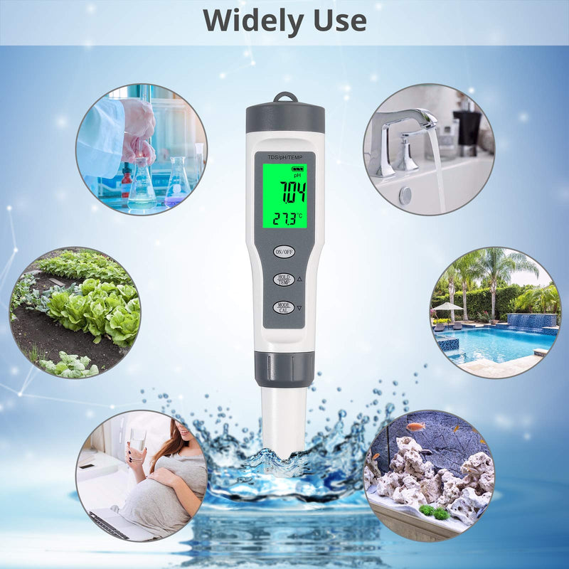 [Australia - AusPower] - CAMWAY Digital PH Meter Water Ph Tester ATC 3 in 1 PH TDS Temp Water Quality Tester for Drinking Water, Pool, Lab, Food Processing, Aquarium, Pond, Beer Brewing 