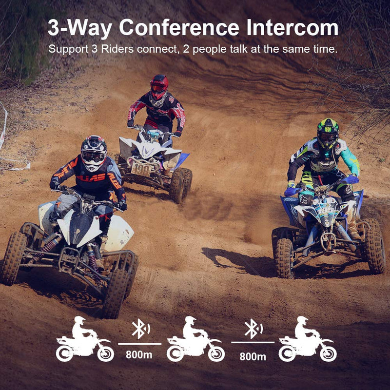 [Australia - AusPower] - Motorcycle Communication System,FreedConn T-COMVB Helmet Bluetooth Headset Intercom with Soft Corded Microphone for Motorbike Skiing (Range-800M/2-3Riders Pairing/Black) 1 Pack Soft Mic 