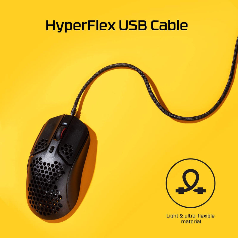 [Australia - AusPower] - HyperX Pulsefire Haste – Gaming Mouse – Ultra-Lightweight, 59g, Honeycomb Shell, Hex Design, Hyperflex USB Cable, Up to 16000 DPI, 6 Programmable Buttons - Black/Red Wired 