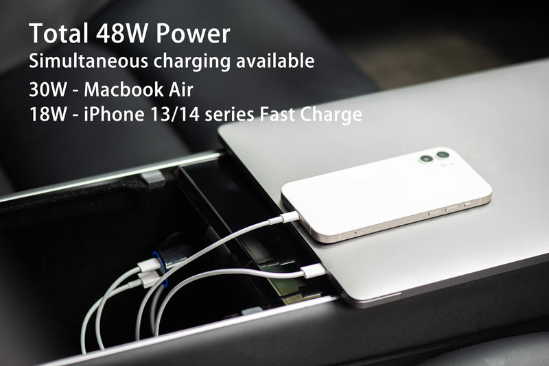 [Australia - AusPower] - USB C Car Charger, 48W 2-Port Type C Adapter, Car Laptop Charger with PD & QC 3.0, for iPhone 12/11/SE/XS/XR/8, MacBook, iPad Pro, AirPods Pro, Galaxy S20/S10, Pixel 3/4/5 and More 
