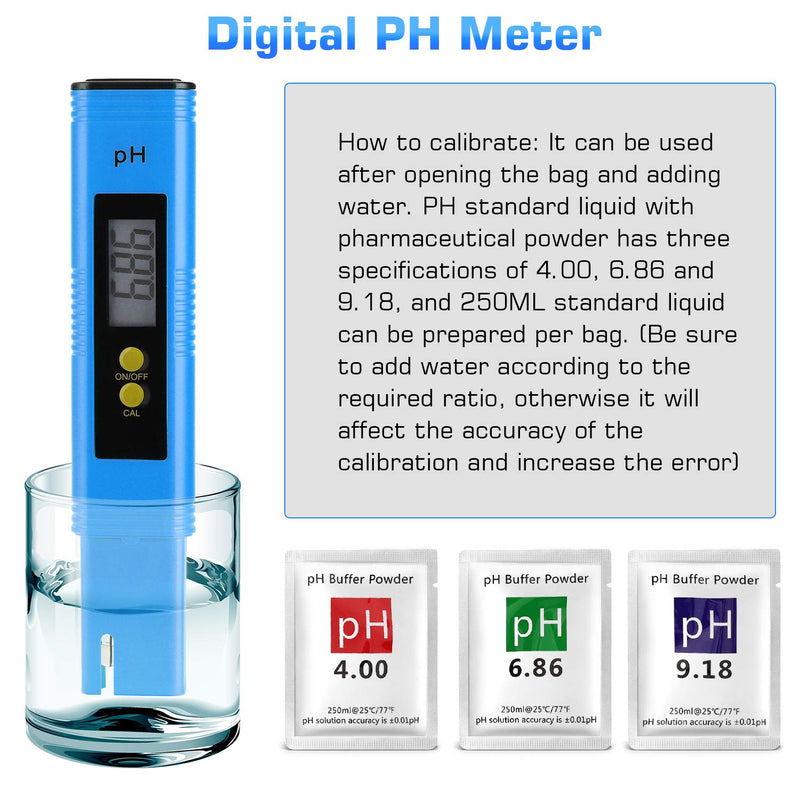 [Australia - AusPower] - PH Meter for Water Hydroponics Digital PH Tester Pen 0.01 High Accuracy Pocket Size with 0-14 PH Measurement Range for Household Drinking, Pool and Aquarium (Blue) Blue 