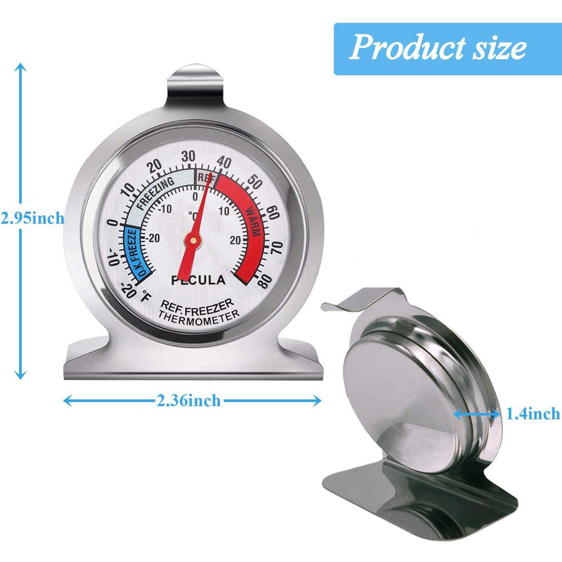 [Australia - AusPower] - 2 Pack Refrigerator Thermometer, -30~30°C/-20~80°F, Classic Fridge Thermometer Large Dial with Red Indicator Thermometer for Freezer Refrigerator Cooler 2PACK 
