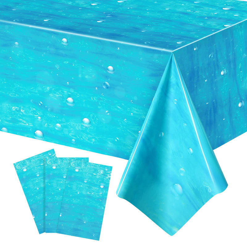[Australia - AusPower] - 3 Pcs Underwater Bubbles Table Cover Ocean Waves Tablecloth Bubble Water Print Plastic Table Cover for Ocean Under The Sea Beach Pool Mermaid Birthday Party Baby Shower Supplies, 54 x 108 Inch 