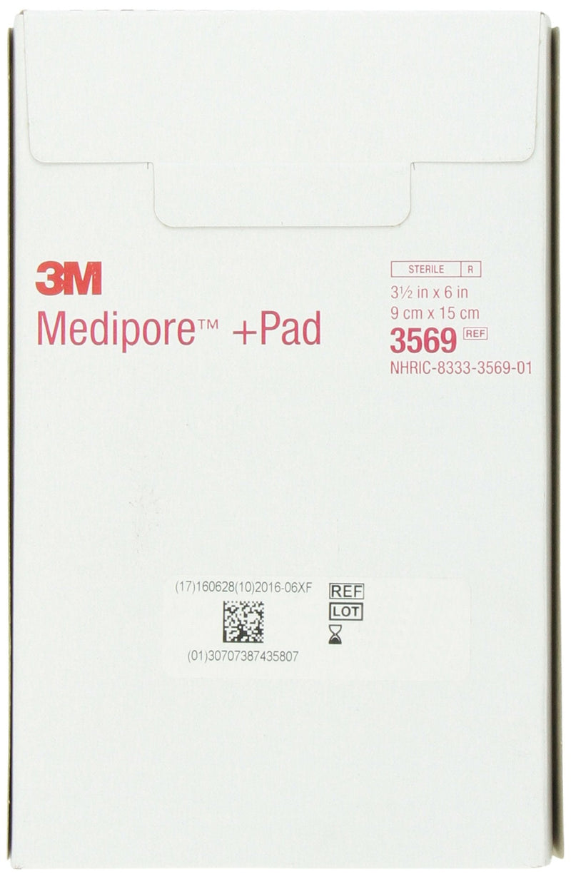 [Australia - AusPower] - 3M™ Medipore™ +Pad Soft Cloth Adhesive Wound Dressing 3569, Dressing size 3 1/2 IN x 4 IN, Pad size 1 3/4 IN x 2 3/8 IN 