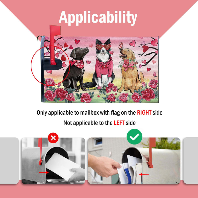 [Australia - AusPower] - FBCOO Valentine's Day Pink Mailbox Cover Magnetic Standard Size 21"x19", Golden Retriever Dog Love Tree Decorative Post Letter Box Wrap Decor, Rose Anniversary Wedding Garden Yard Outdoor Decoration 