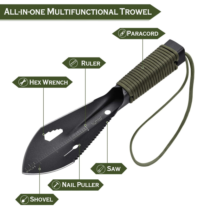 [Australia - AusPower] - iunio Hiking Trowel, Camping, Backpacking, Portable Shovel, Multitool, Ultralight Camp Tool, with Carrying Pouch, for Gardening, Outdoor, Survival Black 