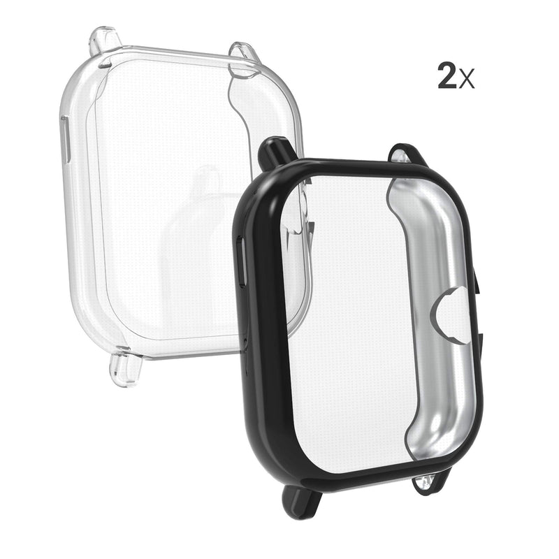 [Australia - AusPower] - kwmobile Case Compatible with Huami Amazfit GTS 3 / GTS 2 / GTS 2e (Set of 2) - Smart Watch/Fitness Tracker Cover - Black/Transparent black / transparent 