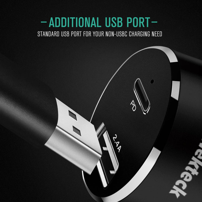 [Australia - AusPower] - Type C Car Charger, Nekteck USB Car Charger with 45W Power Delivery and 12W USB A Port Compatible with iPhone, iPad, MacBook, Galaxy, Google Pixel, 3.3ft USB C Cable Included, NOT Ideal for Note10+PPS 