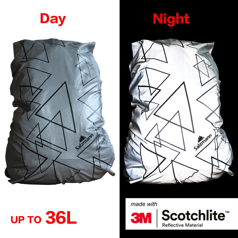 [Australia - AusPower] - Salzmann 3M Reflective Backpack Cover | High Visibility, Waterproof & Weatherproof | Ideal for Cycling, Running, Hiking & More Silver Triangle Standard (up to 36L) 