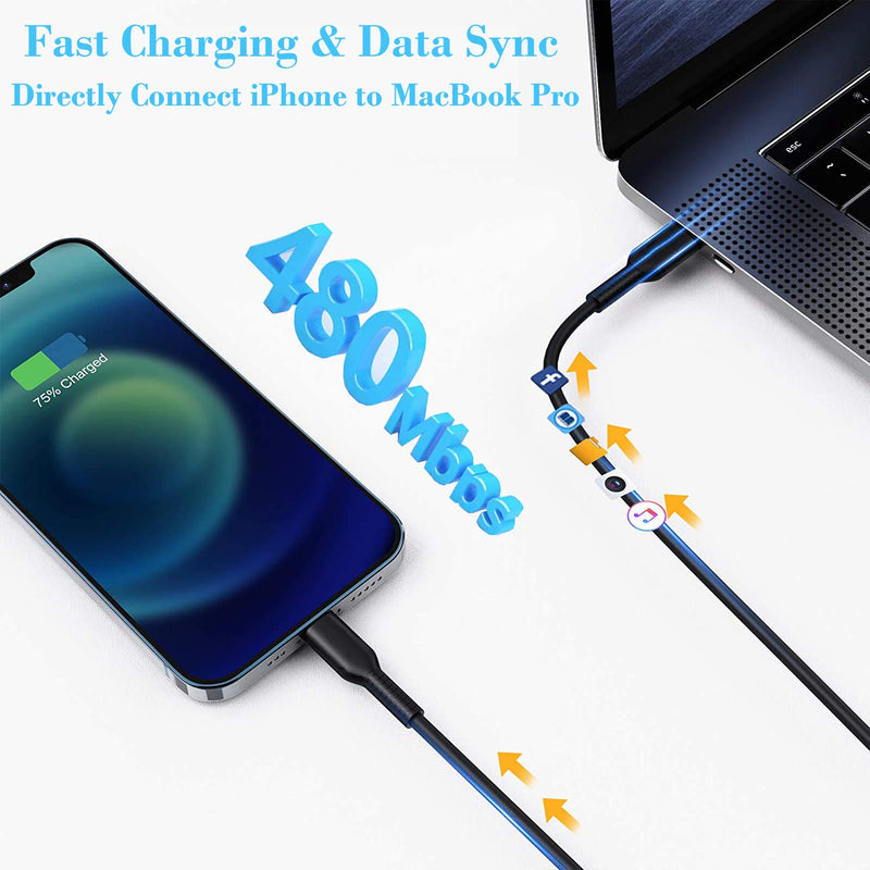 [Australia - AusPower] - [Apple MFi Certified] iPhone Fast Charger, Stuffcool 20W Type C Power Delivery Wall Charger with 6FT Nylon Braided USB C to Lightning Quick Charge Sync Cable for iPhone 13/12/11/XS/XR/X/8/iPad/AirPods Black 