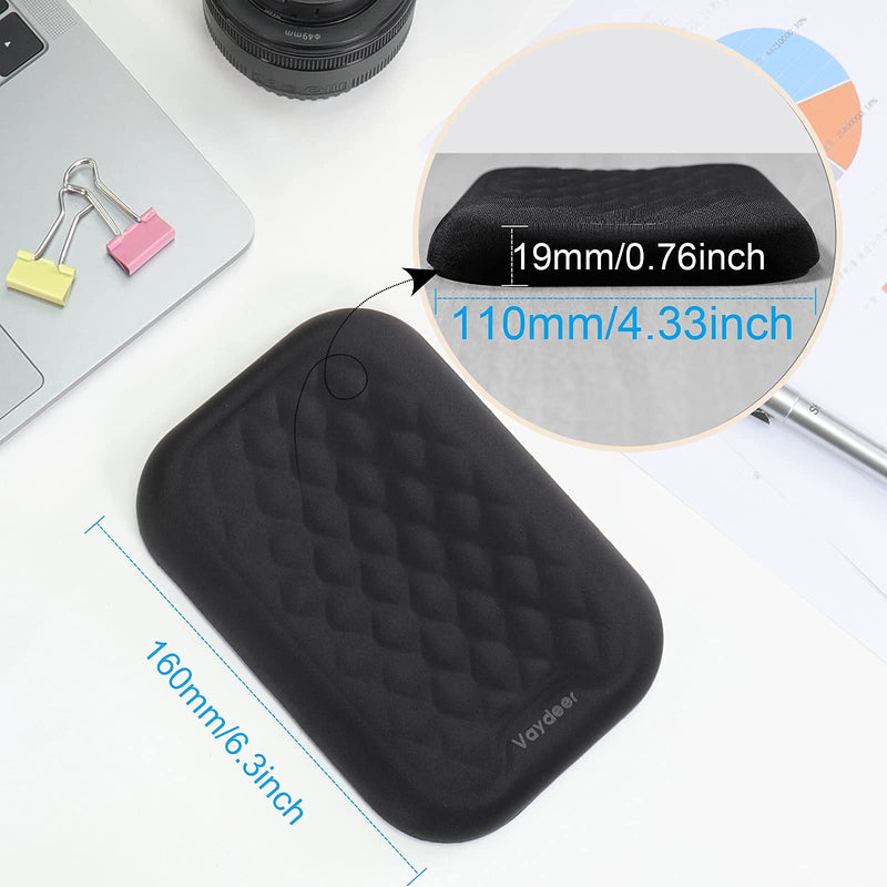 [Australia - AusPower] - VAYDEER Ergonomic Wrist Rest Pad Armrest Pad Elbow Rest Pad, Prevent Hands Becoming 'Mouse Hand' Relieve Elbow Pain Computer Armrest Arm Wrist Rest Support Mouse Pad for Desk(6.3X4.3X0.76inches Black) Medium arm rest x 1pc 
