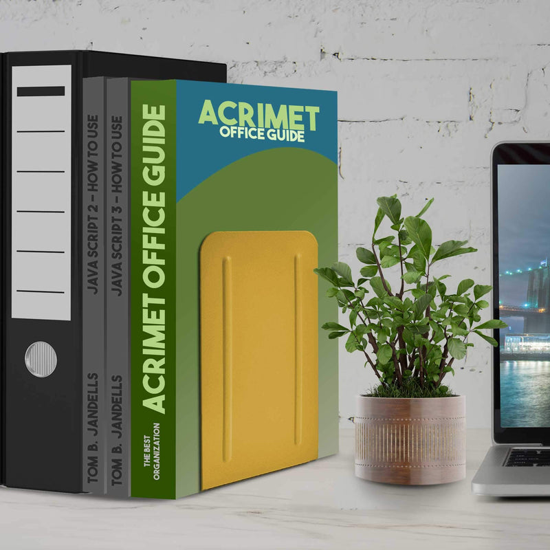 [Australia - AusPower] - Acrimet Premium Metal Bookends (Heavy Duty) (Yellow Color) (1 Pair) 