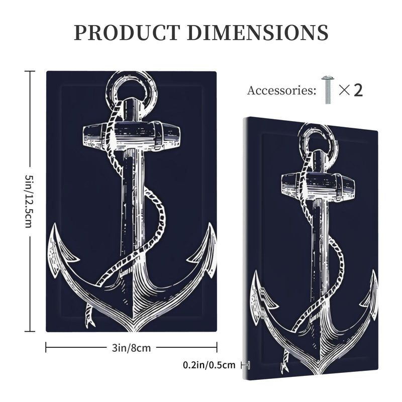 [Australia - AusPower] - Navy Blue Nautical Anchor No Device Light Switch Cover 1 Gang Wall Plate Decorative Blank Switchplate Electrical Faceplate for Bathroom Home Living Room Bedroom Art Panel Decorate 5" x 3" 1-Gang No Blank Navy Blue Nautical Anchor Wall Plate 
