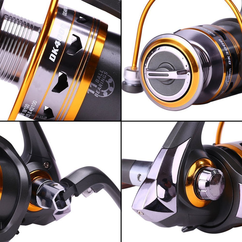 [Australia - AusPower] - Sougayilang Spinning Fishing Reels with Left/Right Interchangeable Collapsible Wood Handle Powerful Metal Body 5.2:1/5.1:1 Gear Ratio Smooth 11BB for Inshore Boat Rock Freshwater Saltwater Fishing DK1000 