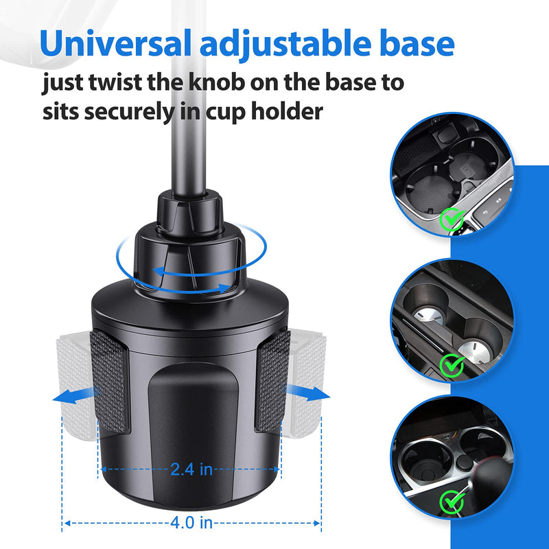 [Australia - AusPower] - Car Cup Holder Phone Mount, Volport Solid Cupholder 360 Degree Rotation Car Bracket Cradle with Adjustable Pole Long Gooseneck, Compatible with iPhone 12 13 Pro Max Mini Samsung Google All Cell Phone 