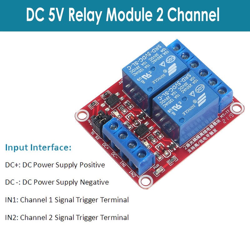 [Australia - AusPower] - AEDIKO 4pcs DC 5V Relay Module 2 Channel Relay Board with Optocoupler Support High or Low Level Trigger 2 Channel - 5V 