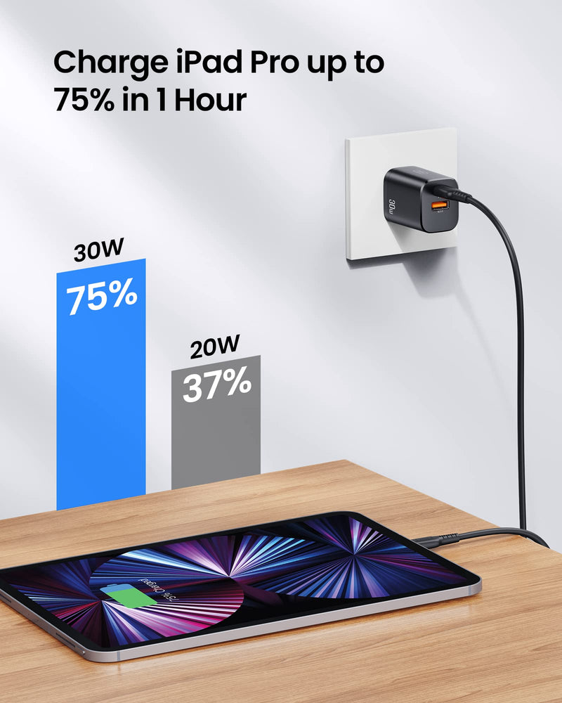 [Australia - AusPower] - USB C Charger, INIU 30W PD QC 3.0 Fast Charging Dual Port Wall Charger Block, Quick Charge USB-C Power Adapter for iPhone 13 12 11 Pro Max Samsung S21 S20 Note 20 iPad Pro Google LG Tablet AirPods etc 