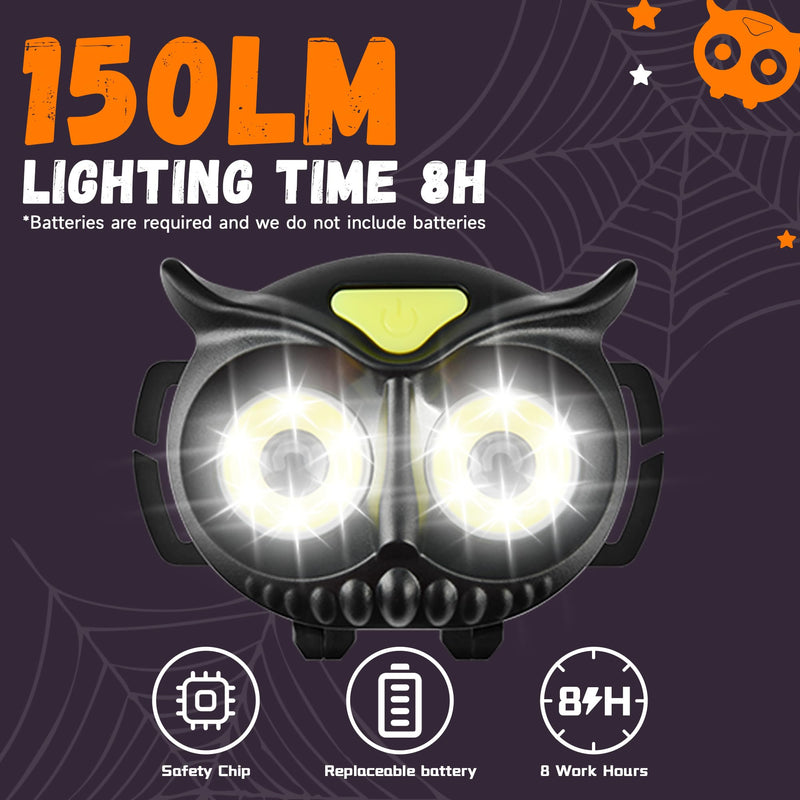 [Australia - AusPower] - PINSAI LED Headlamp, Owl Headlight for Kids Leightweight, COB Head Lamp, 4 Modes Battery Powered Head Lights for Boys, Girls, Adults, Gifts for Birthday, Party, Christmas 