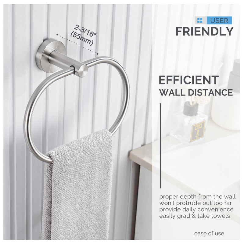 [Australia - AusPower] - Oval Towel Ring Bundle with Toilet Paper Holder (Brushed Nickel) 