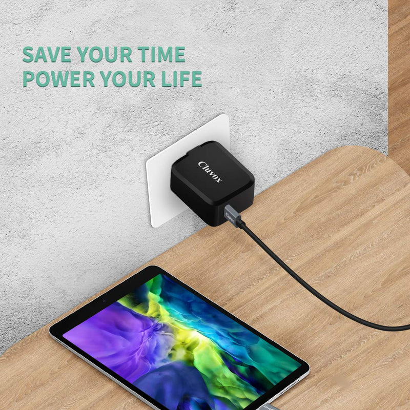 [Australia - AusPower] - Cluvox 18W USB C Fast Wall Charger& 6ft Type C Cable Compatible for Google Pixel 5/4a/4/3a/3/2/XL, iPad Air 4th Gen 2020/2018 iPad Pro 12.9/11, Samsung Rapid PD Phone Charger with Foldable Plug 