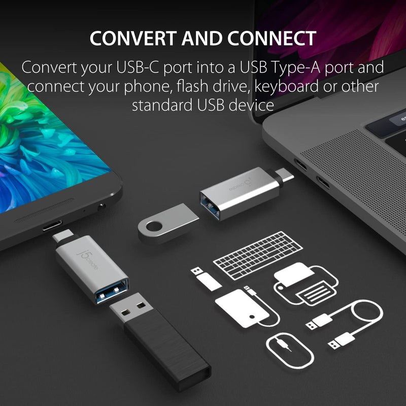 [Australia - AusPower] - j5create USB C to USB Type-A Adapter [2 Pack] - USB C Male to USB3 Female Adapter (JUCX15X2) 