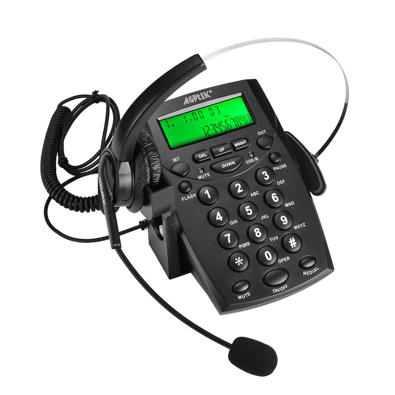 [Australia - AusPower] - AGPtek Call Center Dialpad Headset Telephone with Tone Dial Key Pad & REDIAL Black 