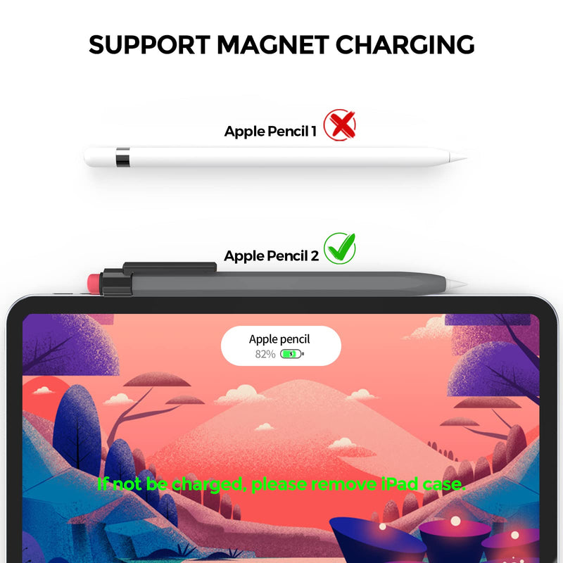 [Australia - AusPower] - TRONWIN iPencil Case for Apple Pencil 2nd Generation Sleeve Silicone Protective Cover Perfect Grip Skin Classic Design with Sturdy Clip Compatible with Apple Pencil 2nd Generation (Deep Gray) Deep Gray 