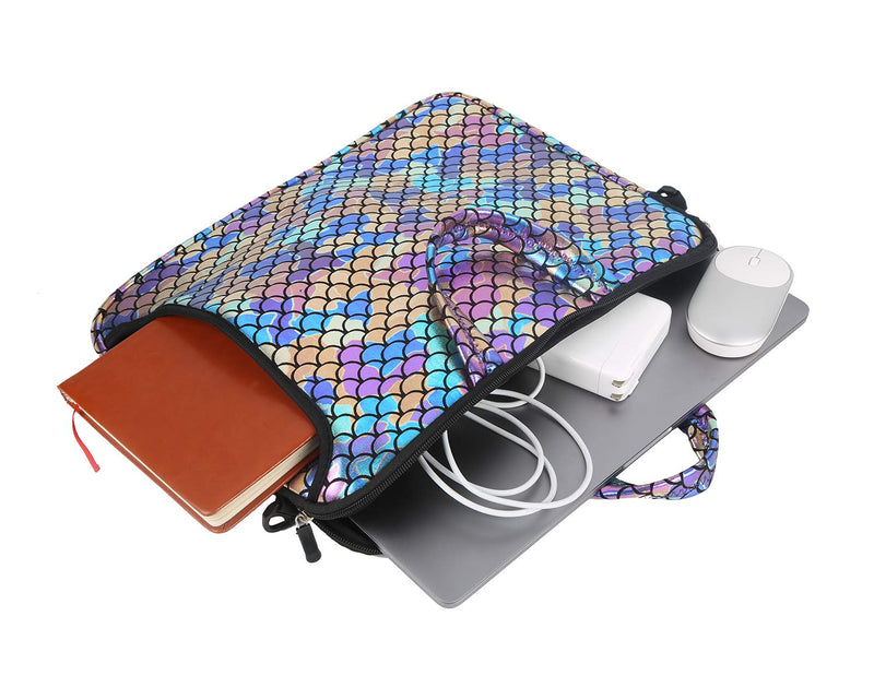 [Australia - AusPower] - 15.6-Inch Laptop Shoulder Carrying Bag Case Sleeve For 14" 15" 15.6 inch Macbook/Notebook/Ultrabook/Chromebook, Mermaid Scale (Colorful) Colorful 