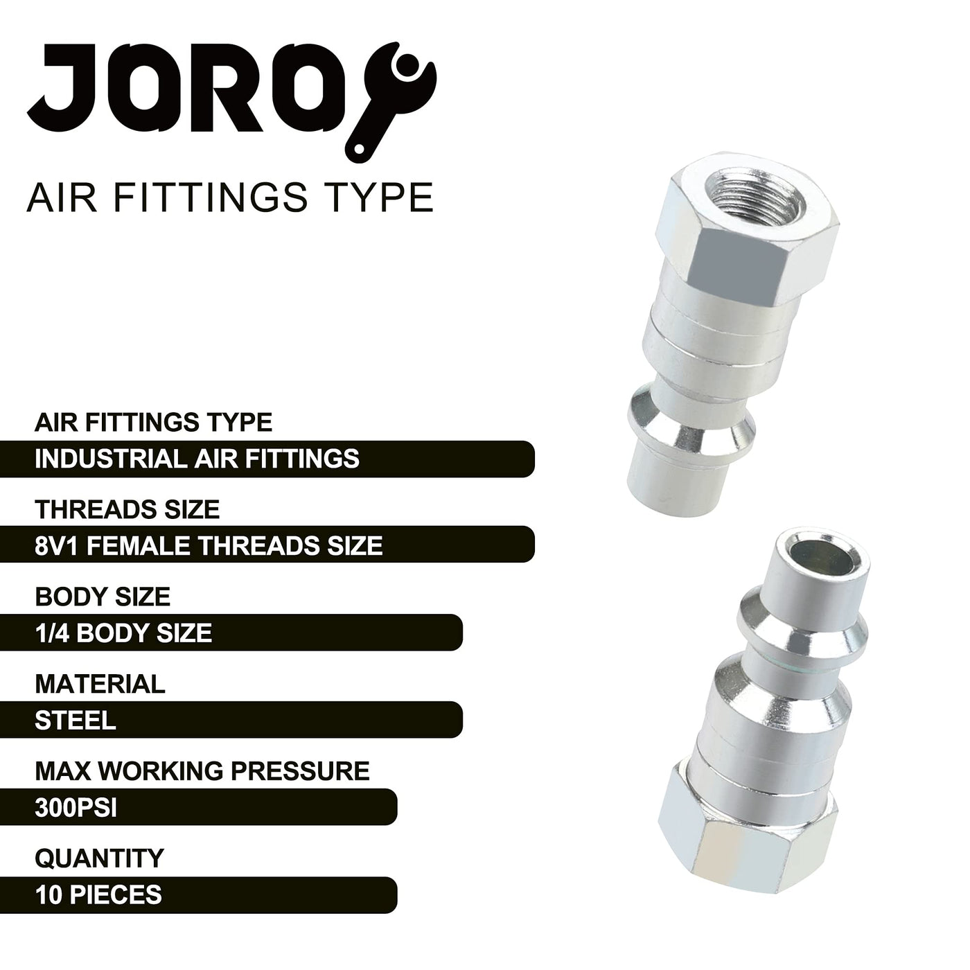 1/4 Industrial M-Type Air Couplers - 10-Piece Set For Air Compressor Tools